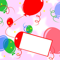 Image showing Card Tied To Balloon Means Birthday Party Invitation Or Celebrat