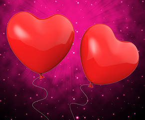 Image showing Heart Balloons Show Mutual Attraction And Affection