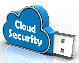 Image showing Cloud Security Cloud Pen drive Means Online Security Or Privacy 