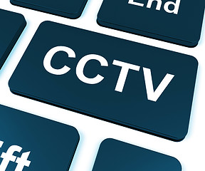 Image showing CCTV Key Shows Camera Monitoring Or Online Surveillance