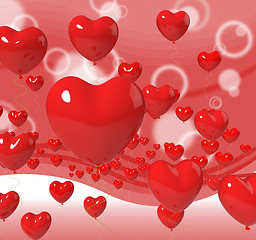 Image showing Heart Balloons On Background Means Passion Love And Romance