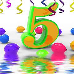Image showing Number Five Party Displays Multi Coloured Decorations And Confet