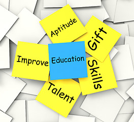 Image showing Education Post-It Note Shows Talent Skills And Improving