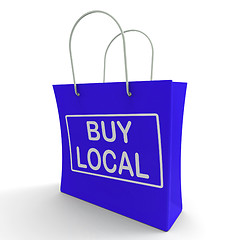 Image showing Buy Local Shopping Bag Shows Buying Nearby Trade