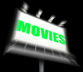 Image showing Movies Sign Displays Hollywood Entertainment and Picture Shows