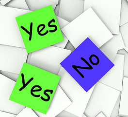 Image showing Yes No Post-It Notes Show Accept Or Decline