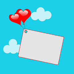 Image showing Heart Balloons On Note Means Sweet Invitation Or Affection Note