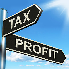 Image showing Tax Profit Signpost Means Taxation Of Earnings