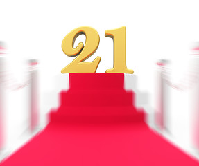 Image showing Golden Twenty One On Red Carpet Displays Entertainment Business 