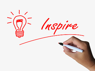 Image showing Inspire and Lightbulb Refer to Inspiration Motivation and Influe