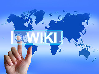 Image showing Wiki Map Means Internet Information and Encyclopaedia Websites