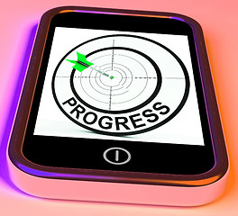 Image showing Progress Smartphone Shows Advancement Improvement And Goals