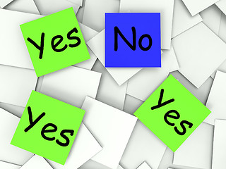 Image showing Yes No Post-It Notes Show Agree Or Disagree