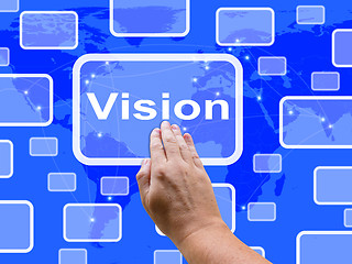 Image showing Vision Touch Screen Shows Concept Strategy Or Idea