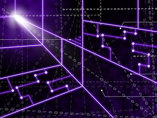 Image showing Laser Circuit Background Shows Bright Energy Wallpaper Or Shinin