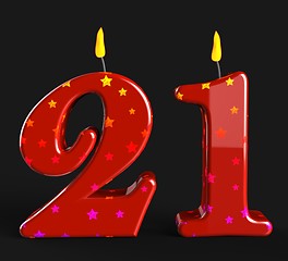 Image showing Number Twenty One Candles Mean Adult Celebration Or Party