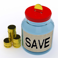 Image showing Save Jar Means Saving And Reserving Money