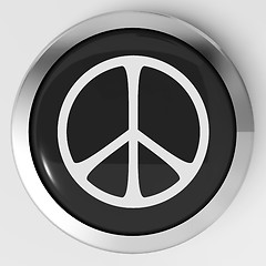 Image showing Peace Sign Button Shows Love Not War