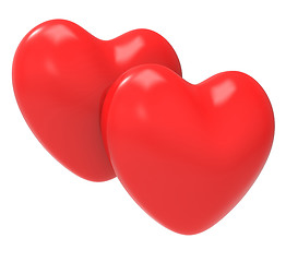 Image showing Three Dimensional Hearts Shows Dating Lovers And Marriage