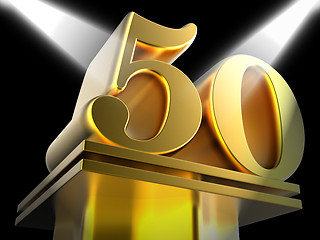 Image showing Golden Fifty On Pedestal Means Movie Awards Or Recognition