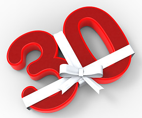 Image showing Number Thirty With Ribbon Means Creative Design Or Event Adornme