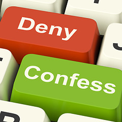 Image showing Confess Deny Keys Shows Confessing Or Denying Guilt Innocence