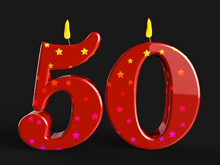 Image showing Number Fifty Candles Show Fiftieth Birthday Candles Or Celebrati