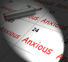 Image showing Anxious Calendar Displays Worried Tense And Uneasy