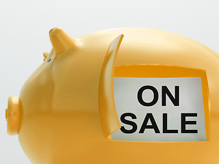 Image showing On Sale Piggy Bank Shows Discounts And Promotion