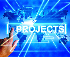 Image showing Projects Map Displays Worldwide or Internet Task or Activity