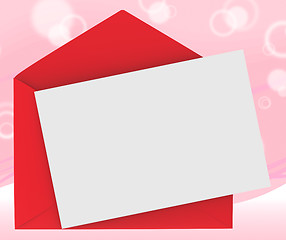 Image showing Red Envelope With Note Shows Loving Message Or Dating Note