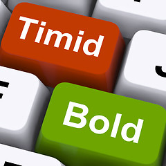 Image showing Timid Bold Keys Show Shy Or Outspoken