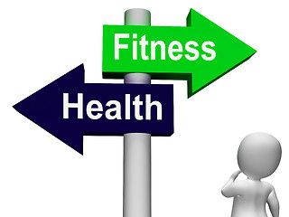 Image showing Fitness Health Signpost Shows Healthy Lifestyle