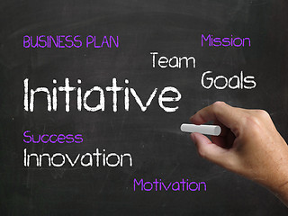 Image showing Initiative on Chalkboard Refers to Motivation Enterprise and Dri