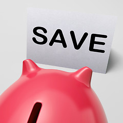 Image showing Save Piggy Bank Shows Product Discounts And Bargains