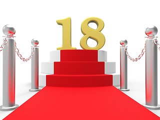 Image showing Golden Eighteen On Red Carpet Means Celebrity Eighteenth Birthda