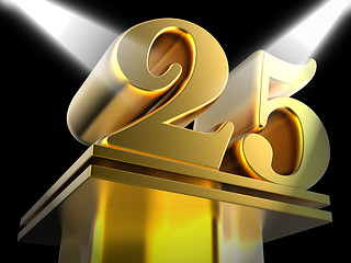 Image showing Golden Twenty Five On Pedestal Shows Twenty Fifth Movie Annivers