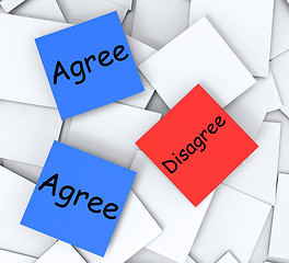 Image showing Agree Disagree Post-It Notes Mean Opinion And Point Of View