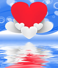 Image showing Heart On Heart Clouds Displays Romantic Imagination And Dreams