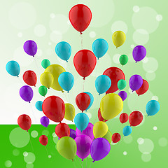 Image showing Floating Colourful Balloons Mean Cheerful Ceremony Or Multicolou