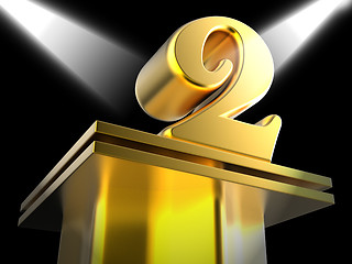 Image showing Golden Two On Pedestal Means Recognition And Success