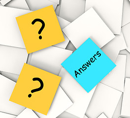 Image showing Questions Answers Post-It Notes Show Questioning And Explanation