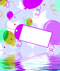Image showing Card Tied To Balloon Displays Birthday Party Invitation Or Celeb