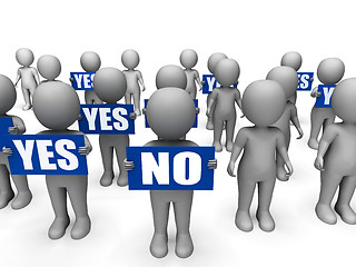 Image showing Characters Holding Yes No Signs Mean Uncertain Decisions