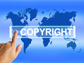 Image showing Copyright Map Means Worldwide Patented Intellectual Property