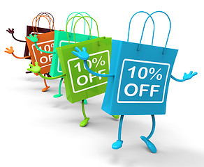 Image showing Ten Percent Off On Colored Shopping Bags Show Bargains