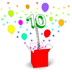 Image showing Number Ten Surprise Box Shows Numerical Toy Or Adornment