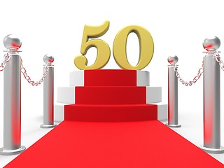 Image showing Golden Fifty On Red Carpet Shows Fiftieth Cinema Anniversary Or 