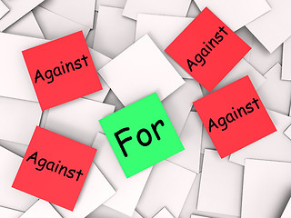 Image showing For Against Post-It Notes Mean In Favor Or Opposed