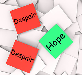 Image showing Hope Despair Post-It Notes Show Hoping Or Depression